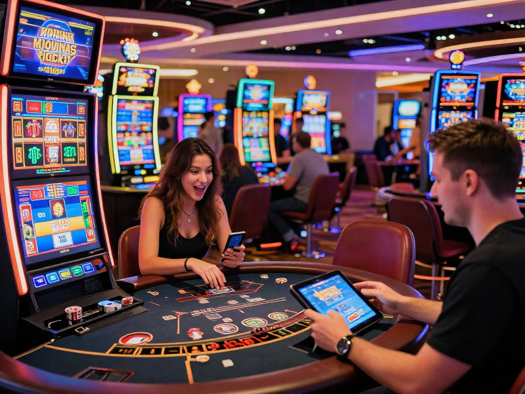 Players enjoying diverse games in lively credit card casinos UK atmosphere, showcasing modern gaming experiences.