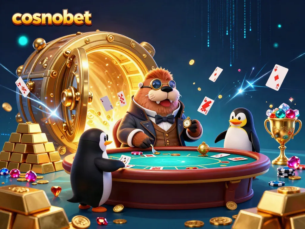 Experience cosmobet's underwater poker with a jolly walrus, penguin dealer, and a bluffed pufferfish.