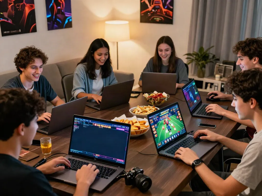 Exciting gaming atmosphere on trang chủ tx88 with players enjoying slots and poker.