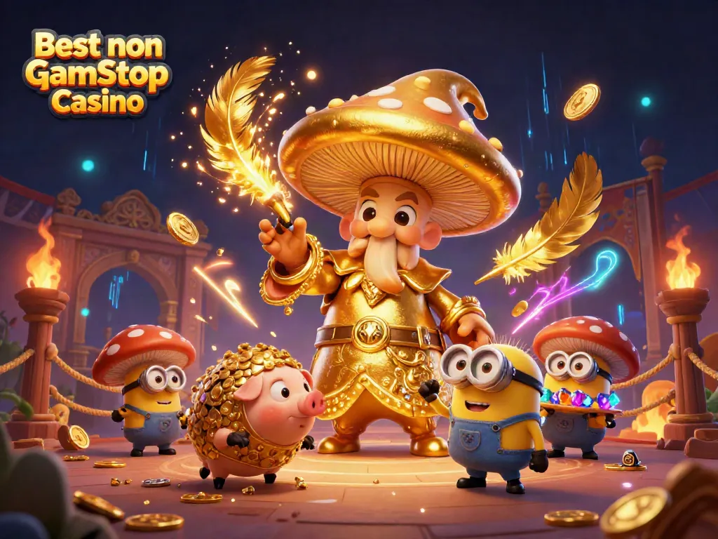 Experience the magic of the Best non Gamstop Casino with vibrant characters and gold treasures.