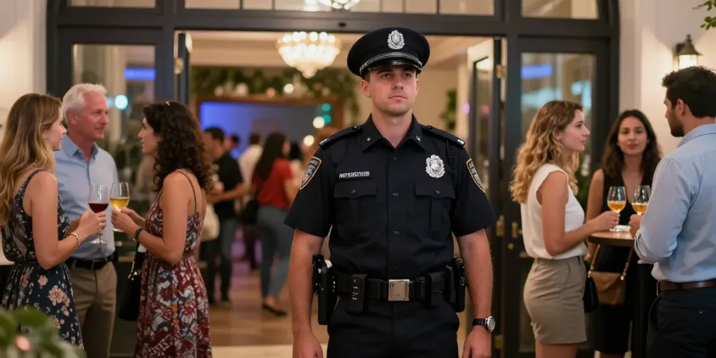 Security guard at a local venue enhancing safety and community trust.