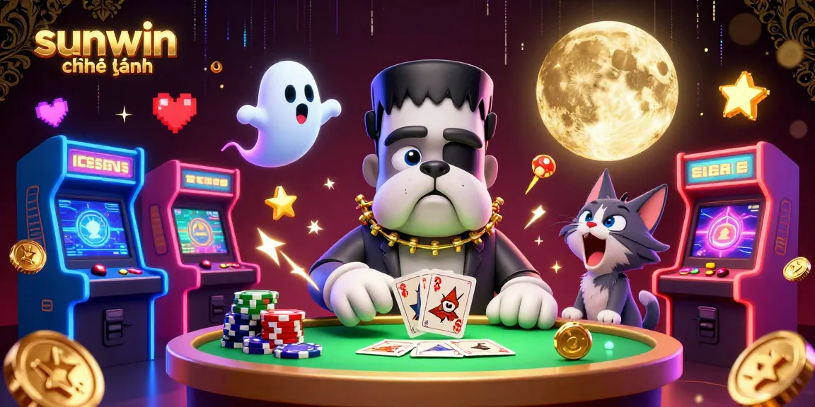 Engage in the captivating experience of sunwin chính hãng while a bulldog dealer and werewolf kitten animate the exciting casino scene
